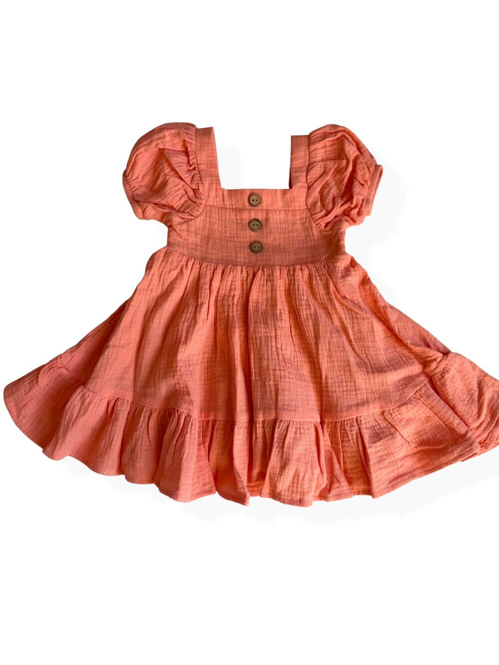 Cheeky Plum Coral Pink Ruffle Sleeve Cotton Dress 18-24M